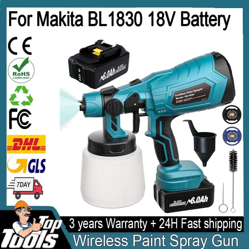 DARMOWA WYSYŁKA Bezprzewodowy pistolet do malowania w sprayu elektryczny do Makita 18V